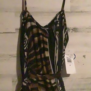 Elegant Brown and Black Patterned Dress